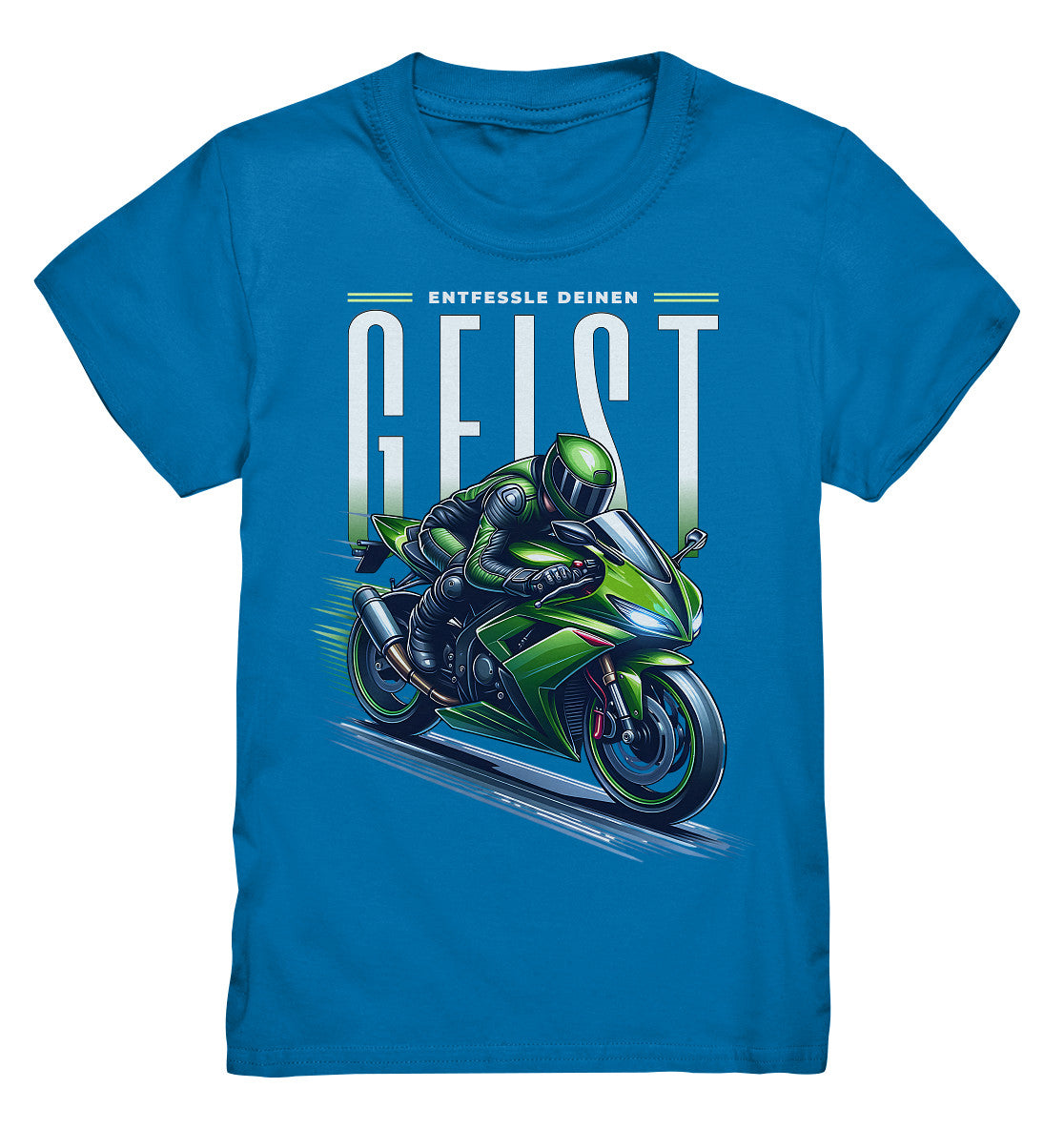 Kinder T-Shirt - Grünes Motorrad 'Entfessle deinen Geist' - grünes Motorrad - Kids Premium Shirt