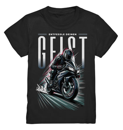 Kinder T-Shirt Entfessle deinen Geist mit schwarzem Motorrad - Kids Premium Shirt