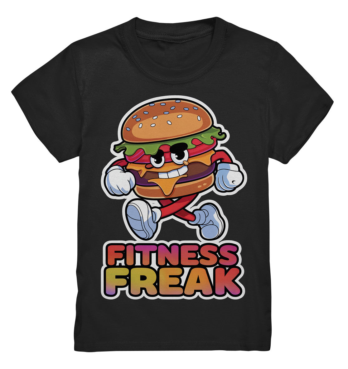 Kinder T-Shirt – Fitness Freak mit lustigem Laufenden Hamburger - Kids Premium Shirt