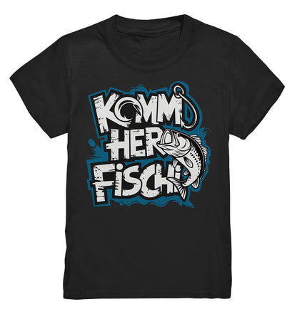 Kinder T-Shirt mit lustigem Spruch 'Komm her Fischi' - Perfekt für kleine Angler! - Kids Premium Shirt