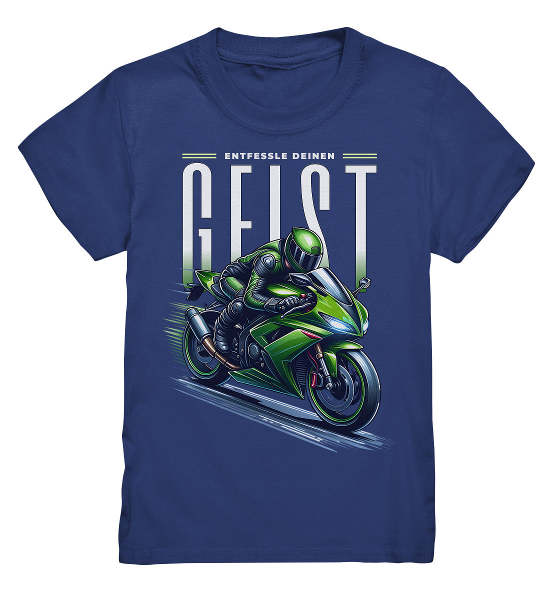 Kinder T-Shirt - Grünes Motorrad 'Entfessle deinen Geist' - grünes Motorrad - Kids Premium Shirt