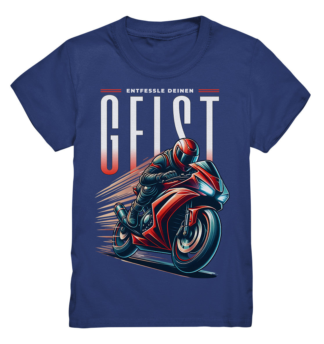 Kinder Shirt mit coolem roten Motorrad - 'Entfessle deinen Geist' - Perfekte Motorradbekleidung für junge BikerKids Premium Shirt