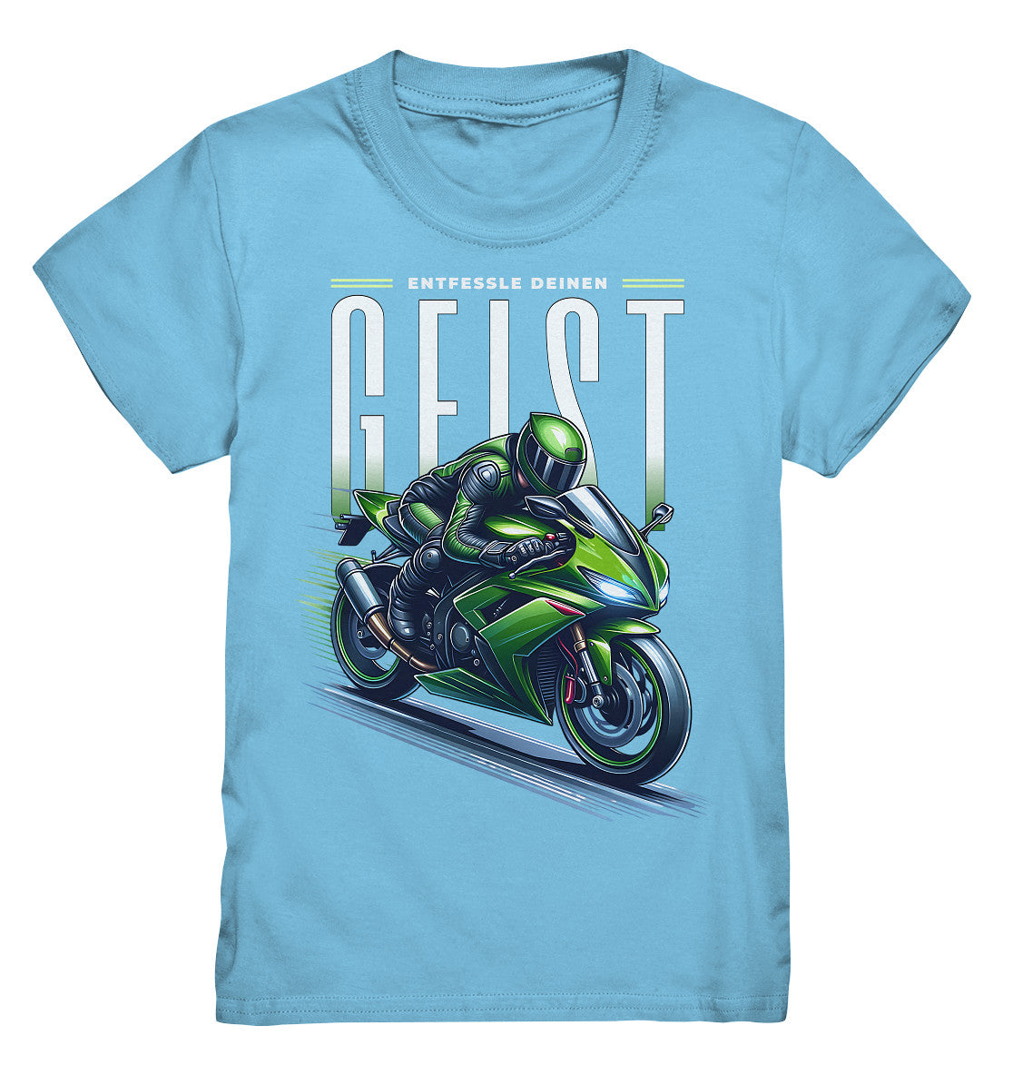 Kinder T-Shirt - Grünes Motorrad 'Entfessle deinen Geist' - grünes Motorrad - Kids Premium Shirt