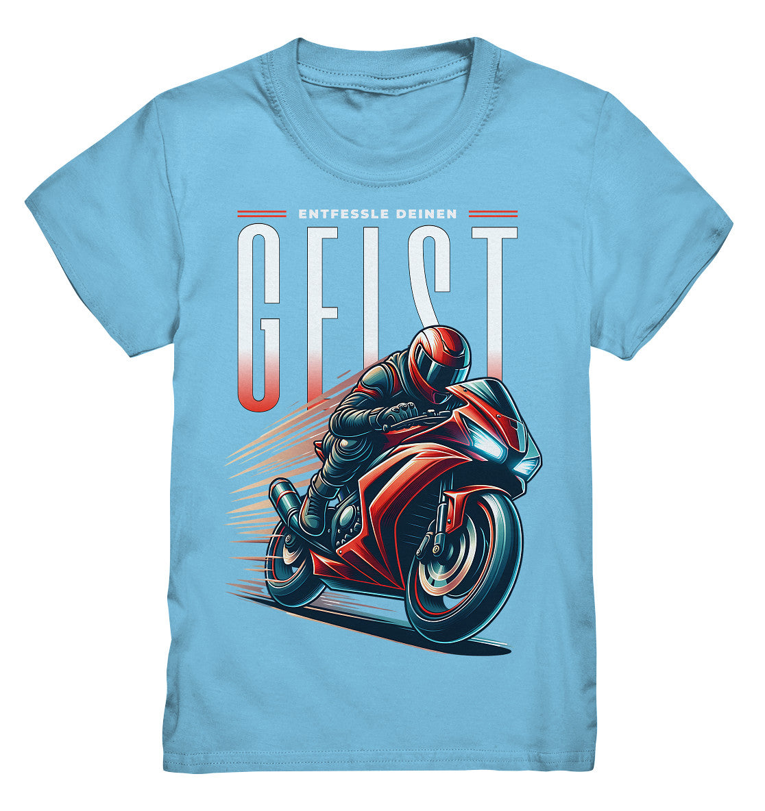 Kinder Shirt mit coolem roten Motorrad - 'Entfessle deinen Geist' - Perfekte Motorradbekleidung für junge BikerKids Premium Shirt