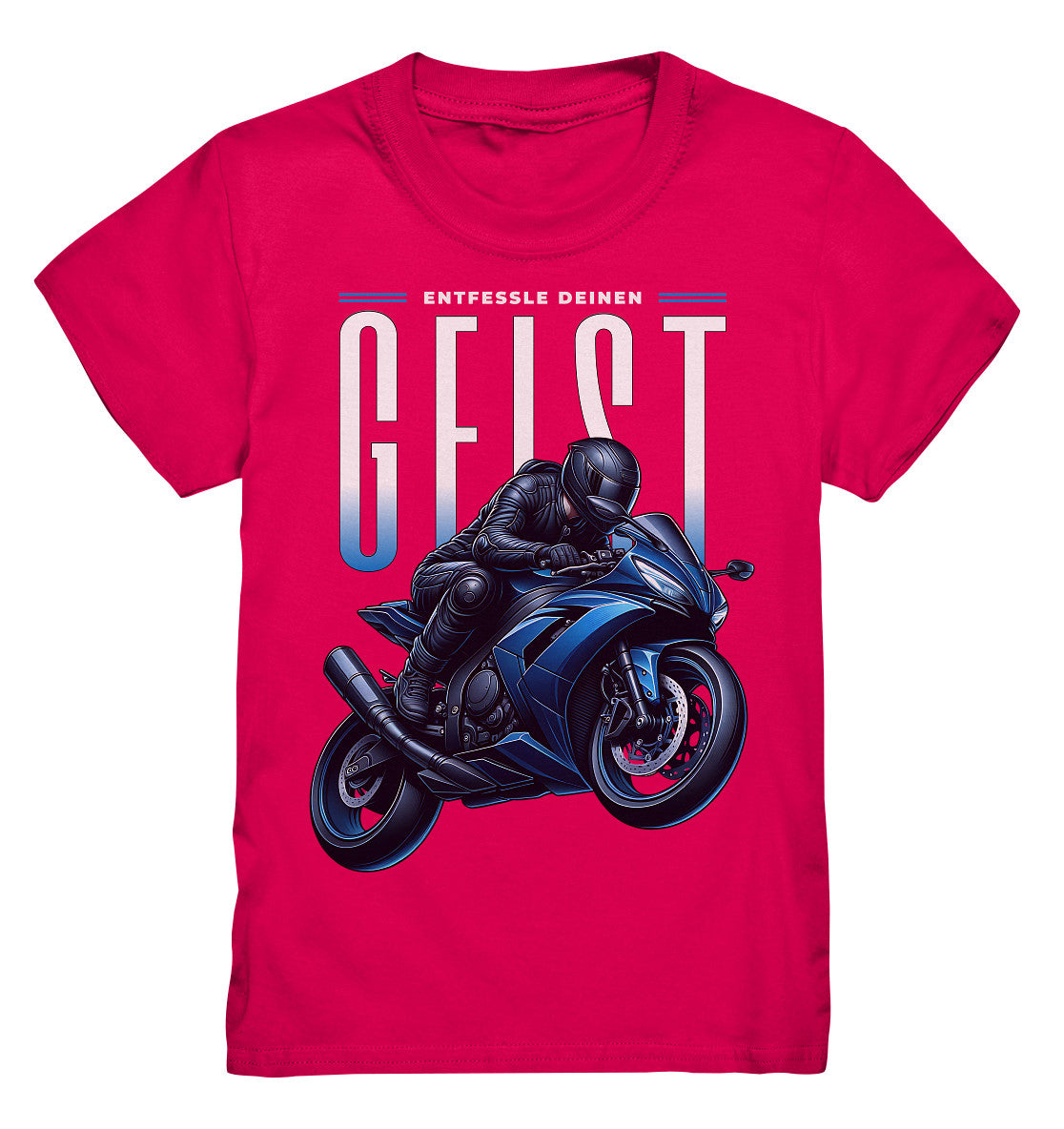 Kinder Motorrad T-Shirt mit blauem Motorrad - Entfessle deinen Geist - Kids Premium Shirt