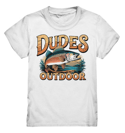 Dudes Outdoor Kinder T-Shirt – Fisch- und Angelruten-Motiv für kleine Angler - Kids Premium Shirt