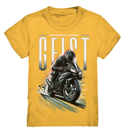 Kinder T-Shirt Entfessle deinen Geist mit schwarzem Motorrad - Kids Premium Shirt