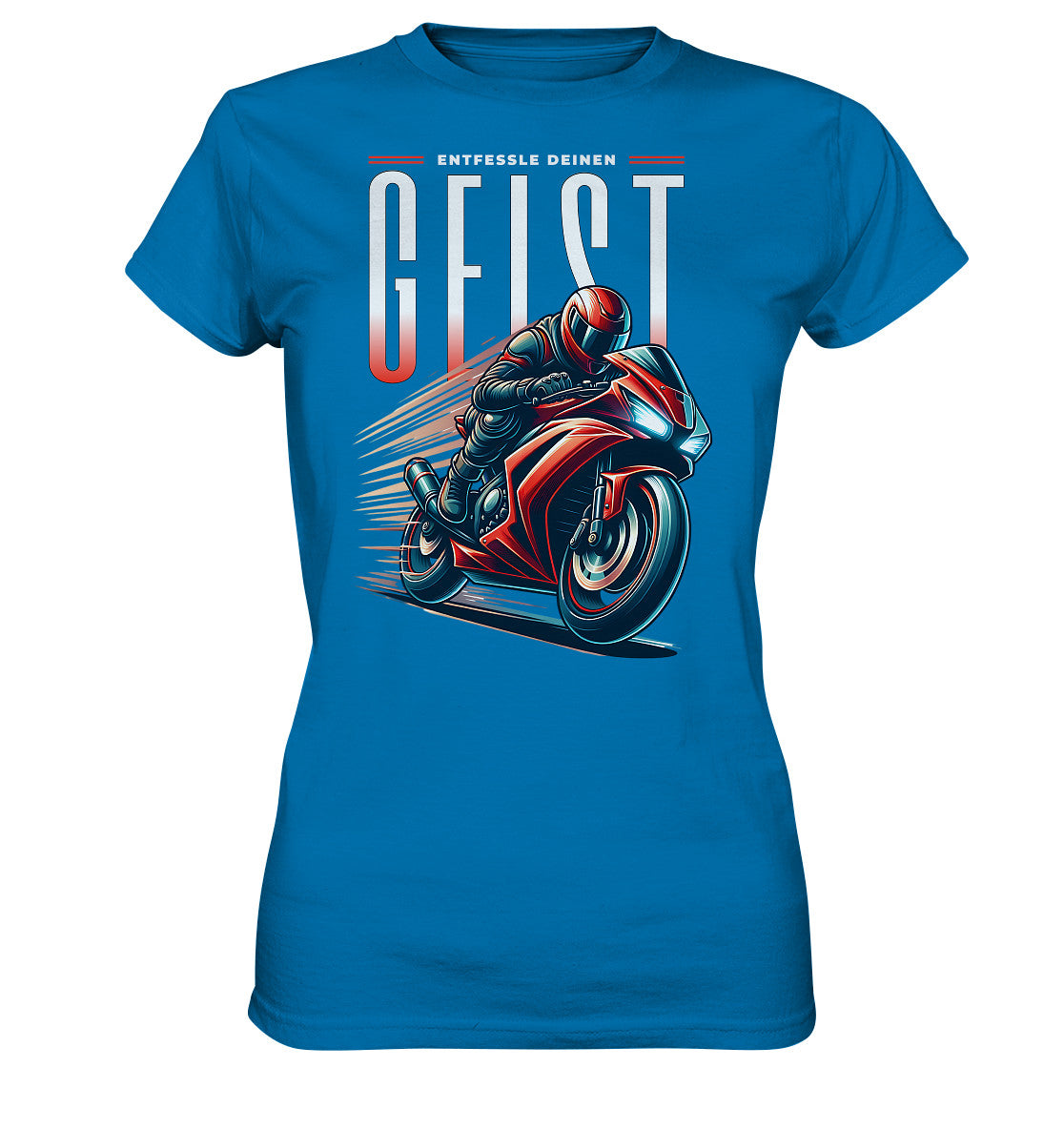 Exklusives Ladies Premium Shirt: Rotes Motorrad | Entfessle deinen Geist- Premium Unisex Hoodie - Ladies Premium Shirt