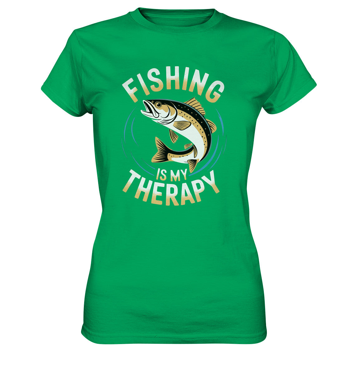 Stylisches Damen Angler T-Shirt – Fisch Motiv mit dem Spruch: 'Fishing is my Therapy' - Ladies Premium Shirt