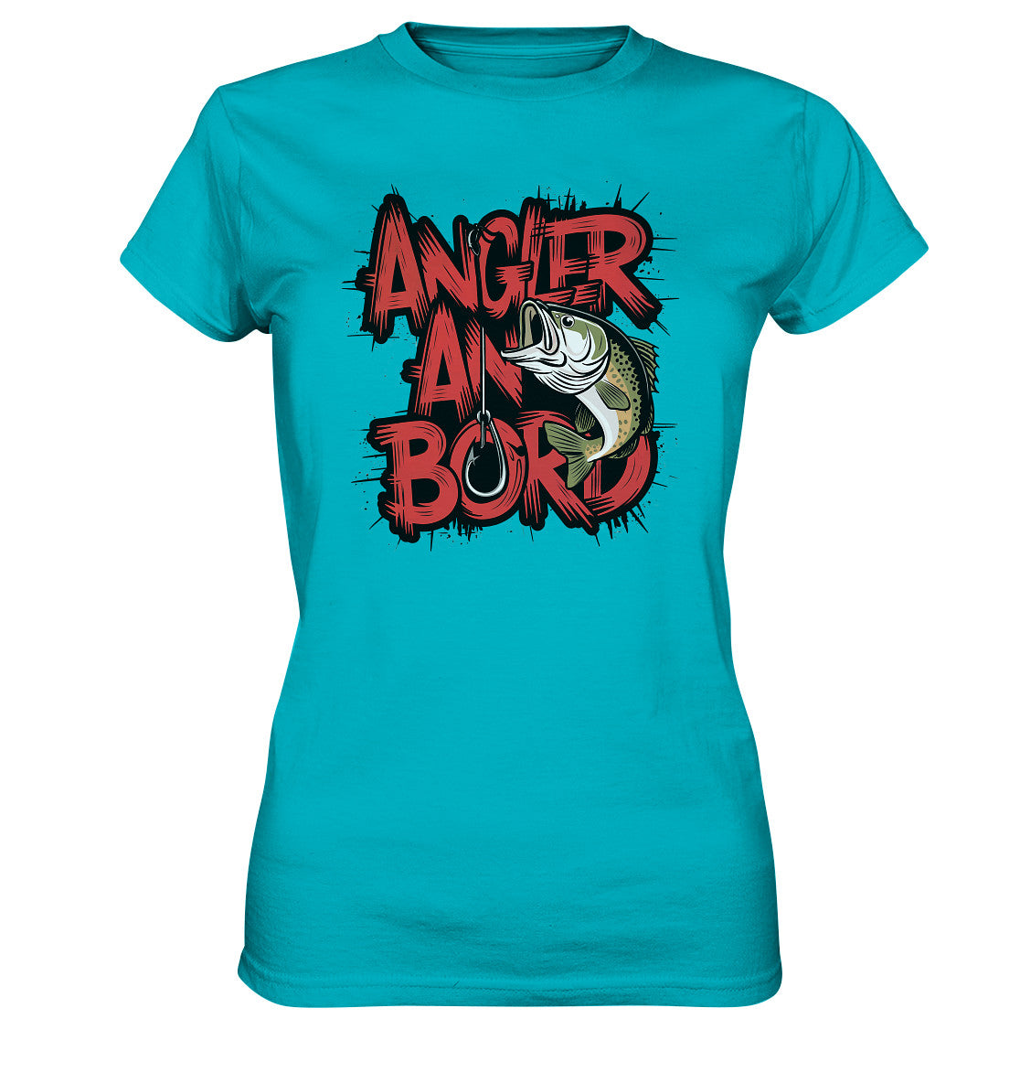 Angler an Bord - Stylish Lady Shirt mit coolem Fisch-Schriftzug - Ladies Premium Shirt