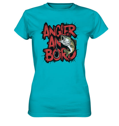 Angler an Bord - Stylish Lady Shirt mit coolem Fisch-Schriftzug - Ladies Premium Shirt