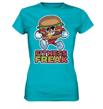 Damen-Fitness-Shirt mit Läufer-Hamburger - Fitness Freak Design - Ladies Premium Shirt