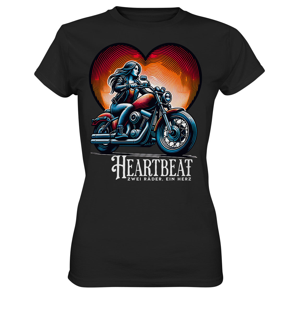 Heartbeat – Zwei Räder, Ein Herz. Cooles Design für Bikerinnen und Frauen auf dem Motorrad - Ladies Premium Shirt