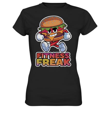 Damen-Fitness-Shirt mit Läufer-Hamburger - Fitness Freak Design - Ladies Premium Shirt