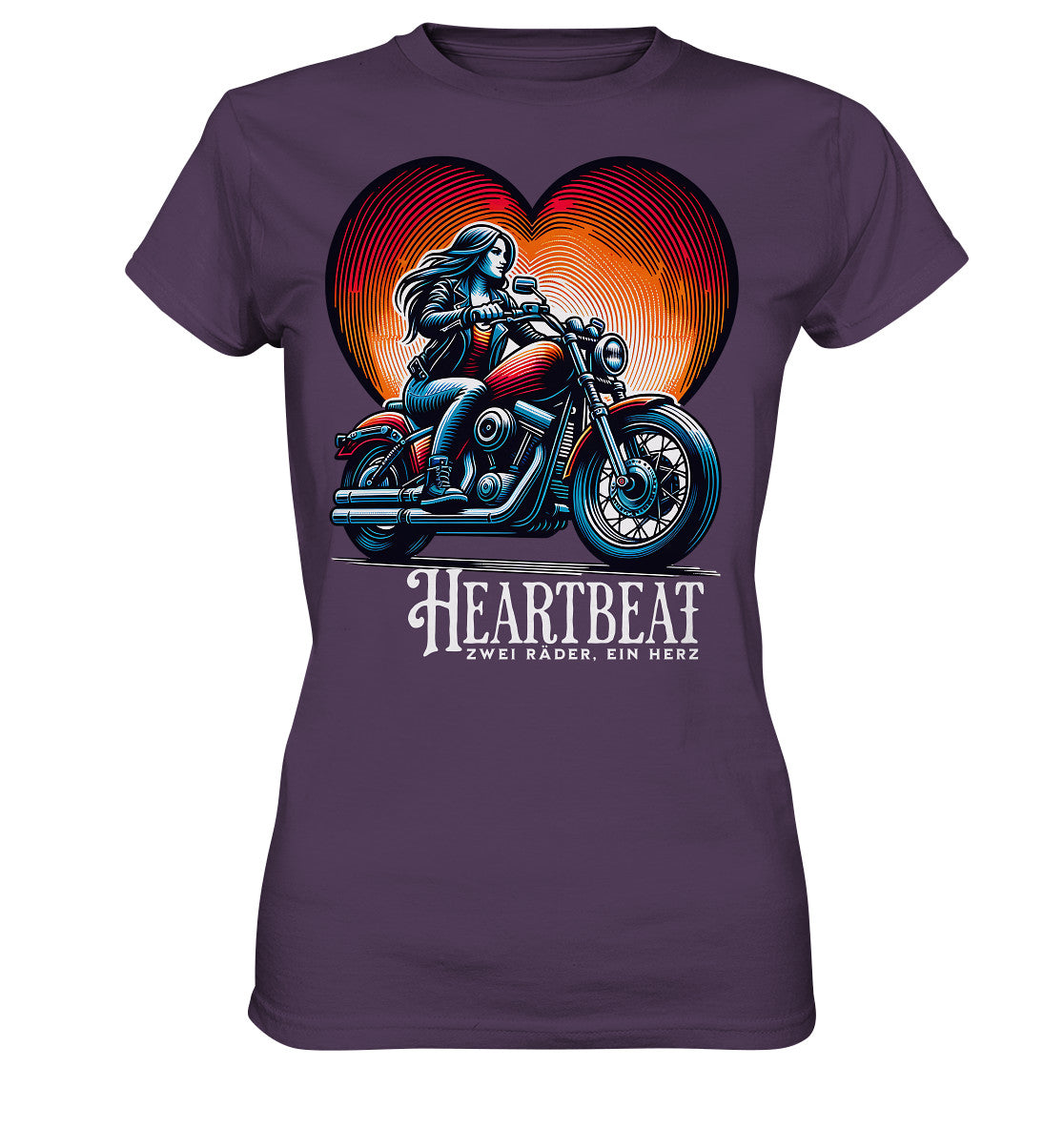 Heartbeat – Zwei Räder, Ein Herz. Cooles Design für Bikerinnen und Frauen auf dem Motorrad - Ladies Premium Shirt