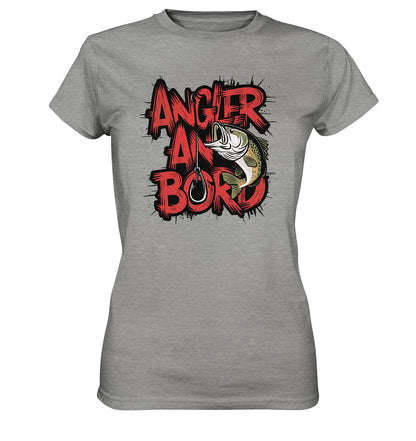 Angler an Bord - Stylish Lady Shirt mit coolem Fisch-Schriftzug - Ladies Premium Shirt