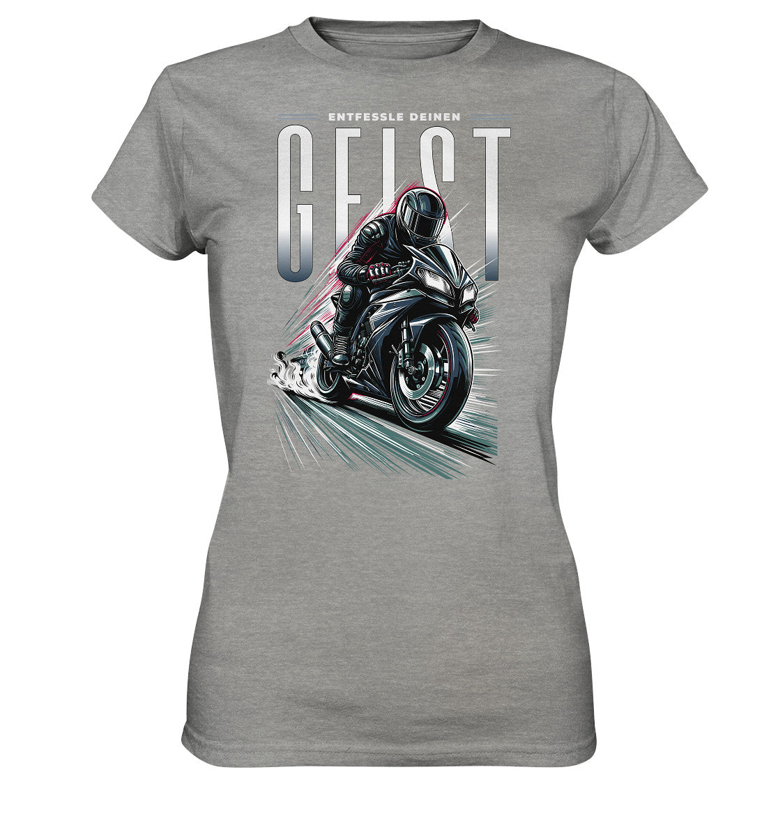 Ladies Premium Shirt - Schwarzes Motorrad Design: 'Entfessle deinen Geist' - Ladies Premium Shirt