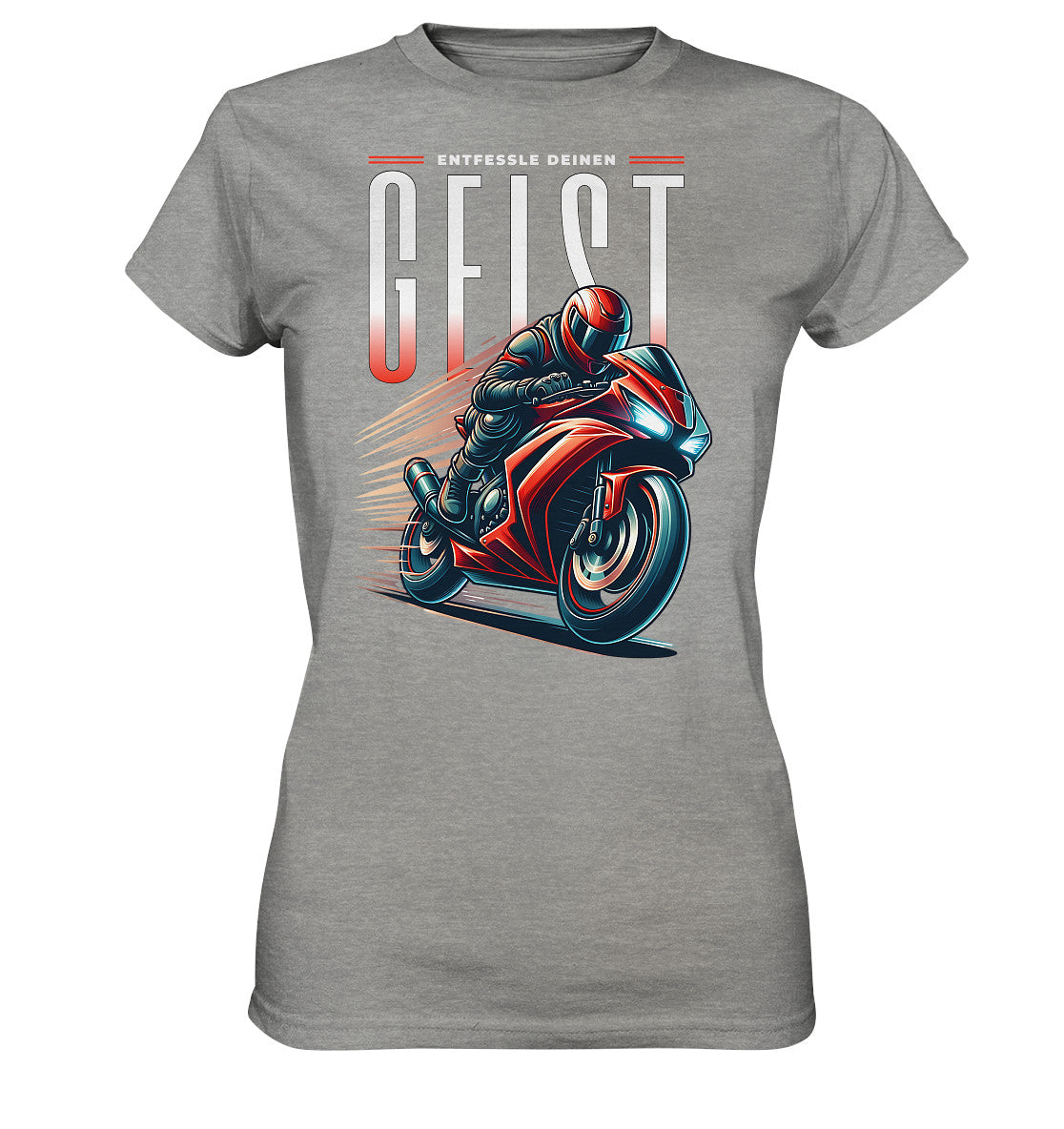 Exklusives Ladies Premium Shirt: Rotes Motorrad | Entfessle deinen Geist- Premium Unisex Hoodie - Ladies Premium Shirt