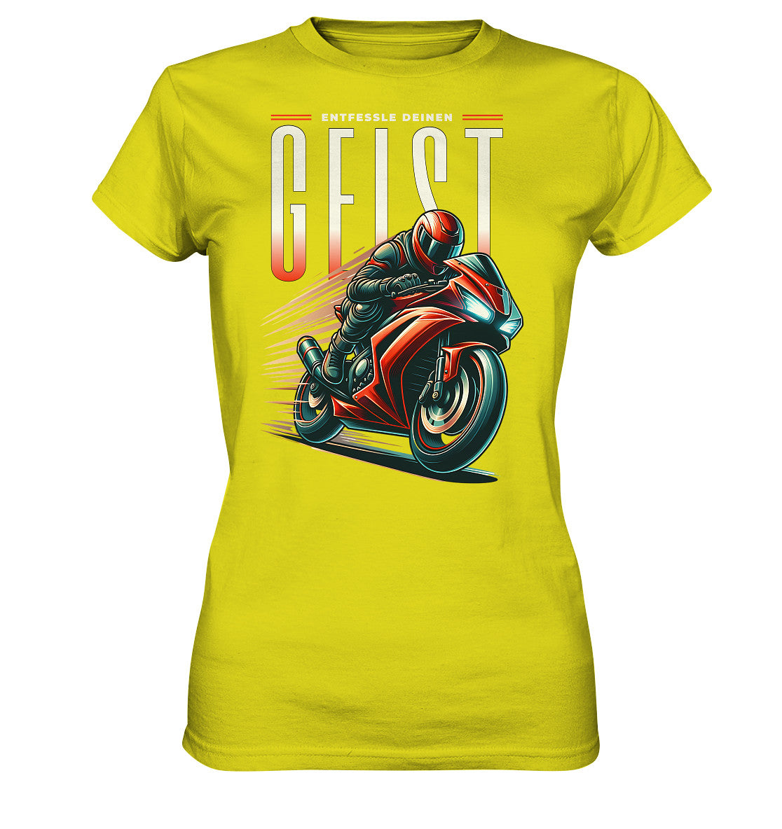 Exklusives Ladies Premium Shirt: Rotes Motorrad | Entfessle deinen Geist- Premium Unisex Hoodie - Ladies Premium Shirt