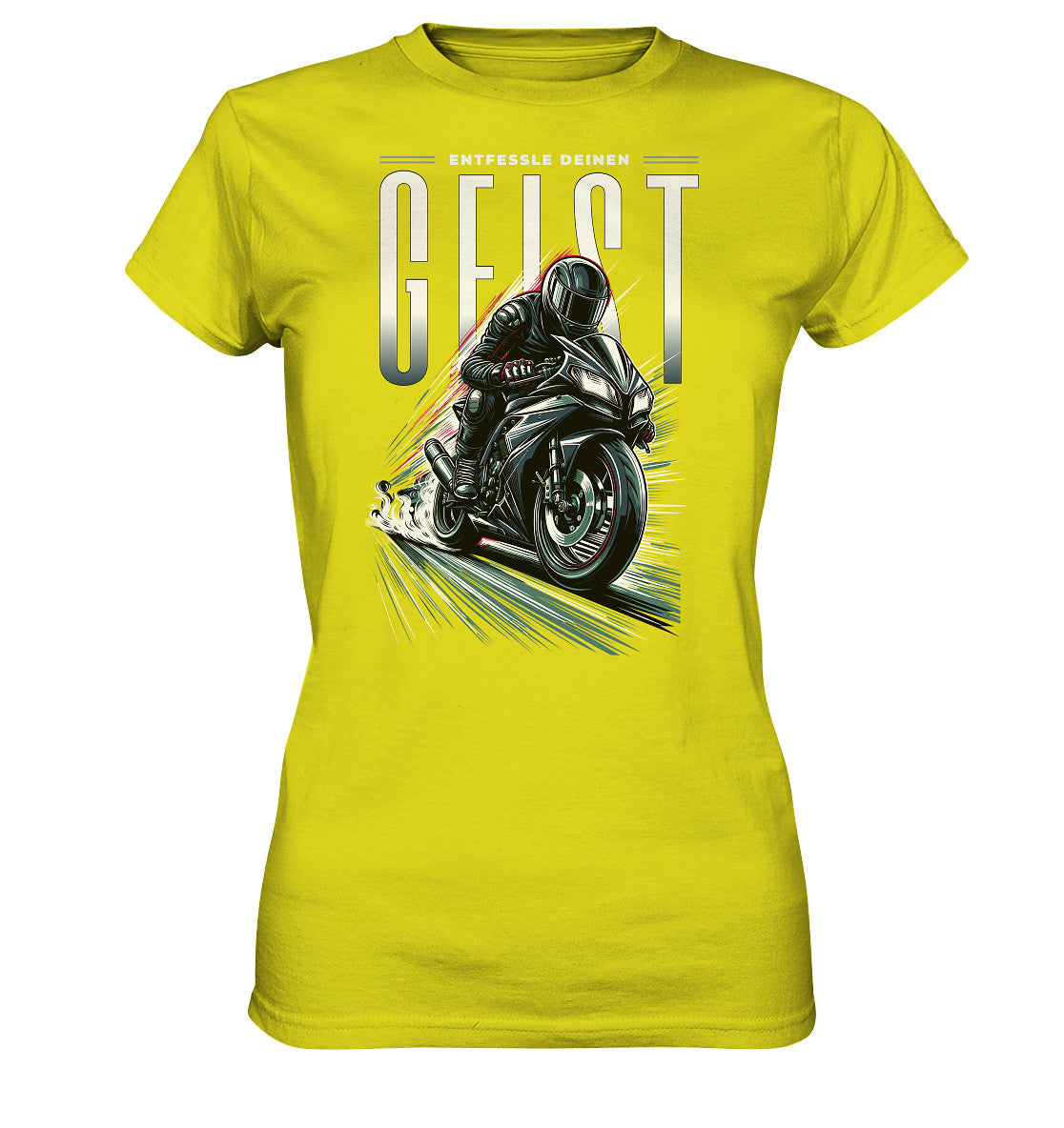 Ladies Premium Shirt - Schwarzes Motorrad Design: 'Entfessle deinen Geist' - Ladies Premium Shirt