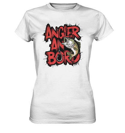 Angler an Bord - Stylish Lady Shirt mit coolem Fisch-Schriftzug - Ladies Premium Shirt