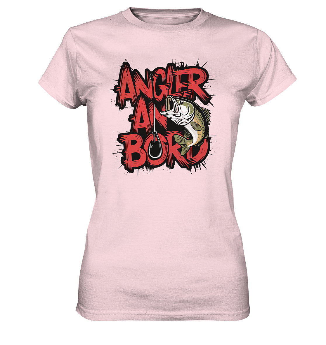 Angler an Bord - Stylish Lady Shirt mit coolem Fisch-Schriftzug - Ladies Premium Shirt