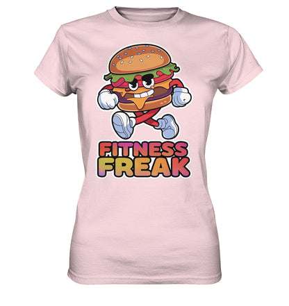 Damen-Fitness-Shirt mit Läufer-Hamburger - Fitness Freak Design - Ladies Premium Shirt