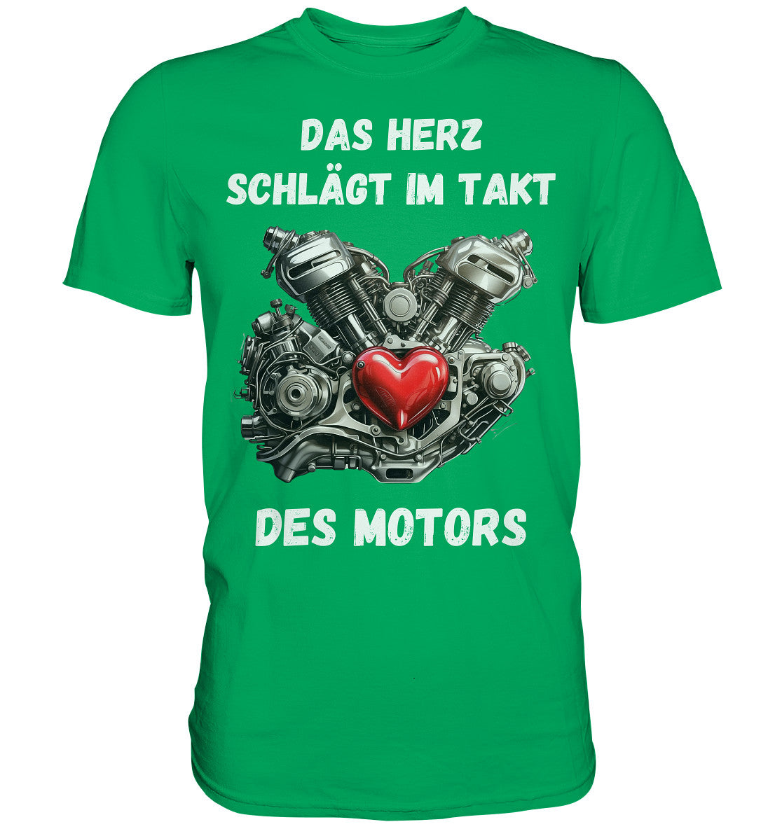 T-shirt für Motorradfahrer, Biker. Motiv mit Motor, Herz und Spruch