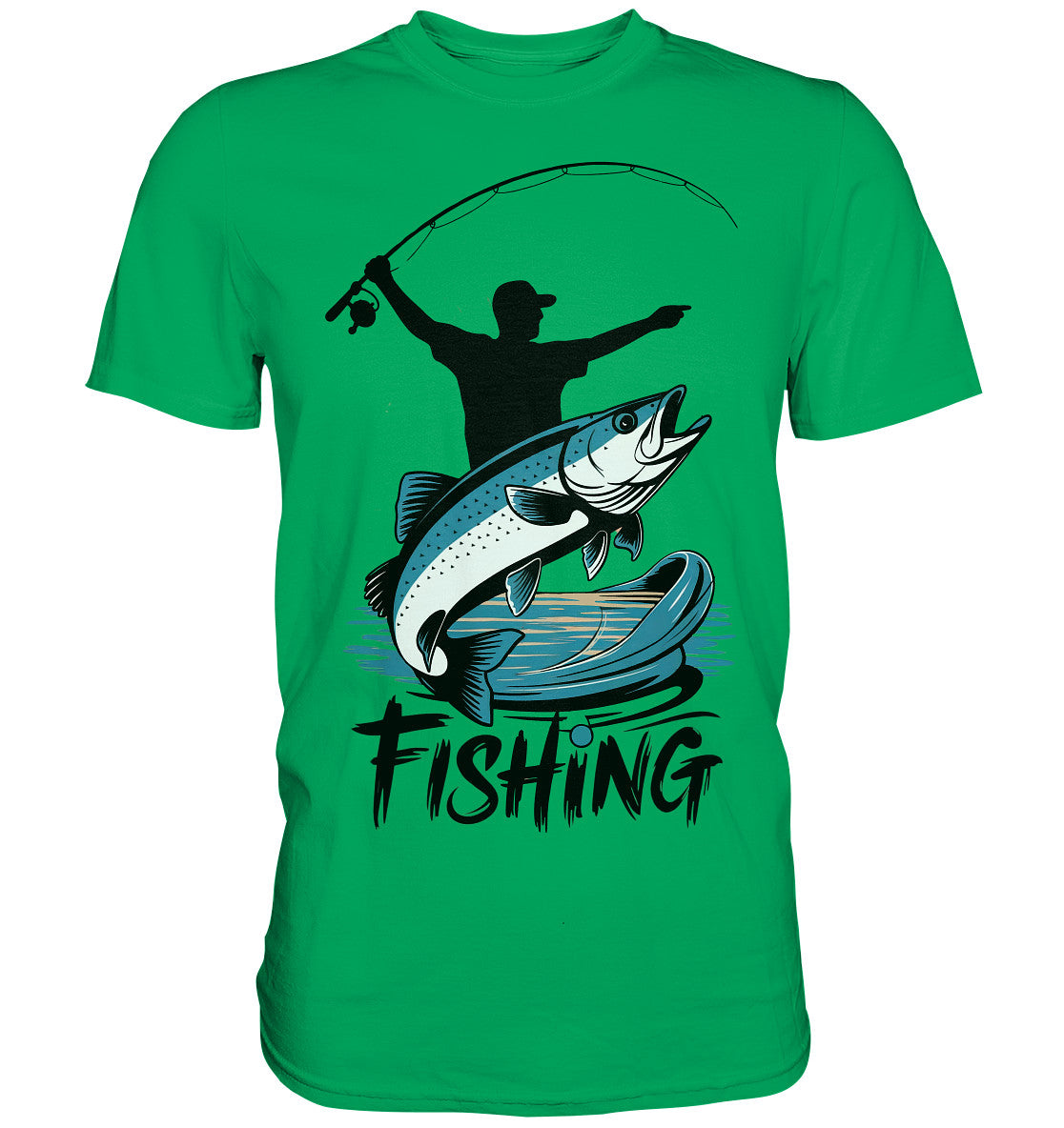 Angler T-Shirt – 'Fishing' Spruch mit stylischem Angler-Motiv für Angler auch als Geschenk für Angler - Premium Shirt