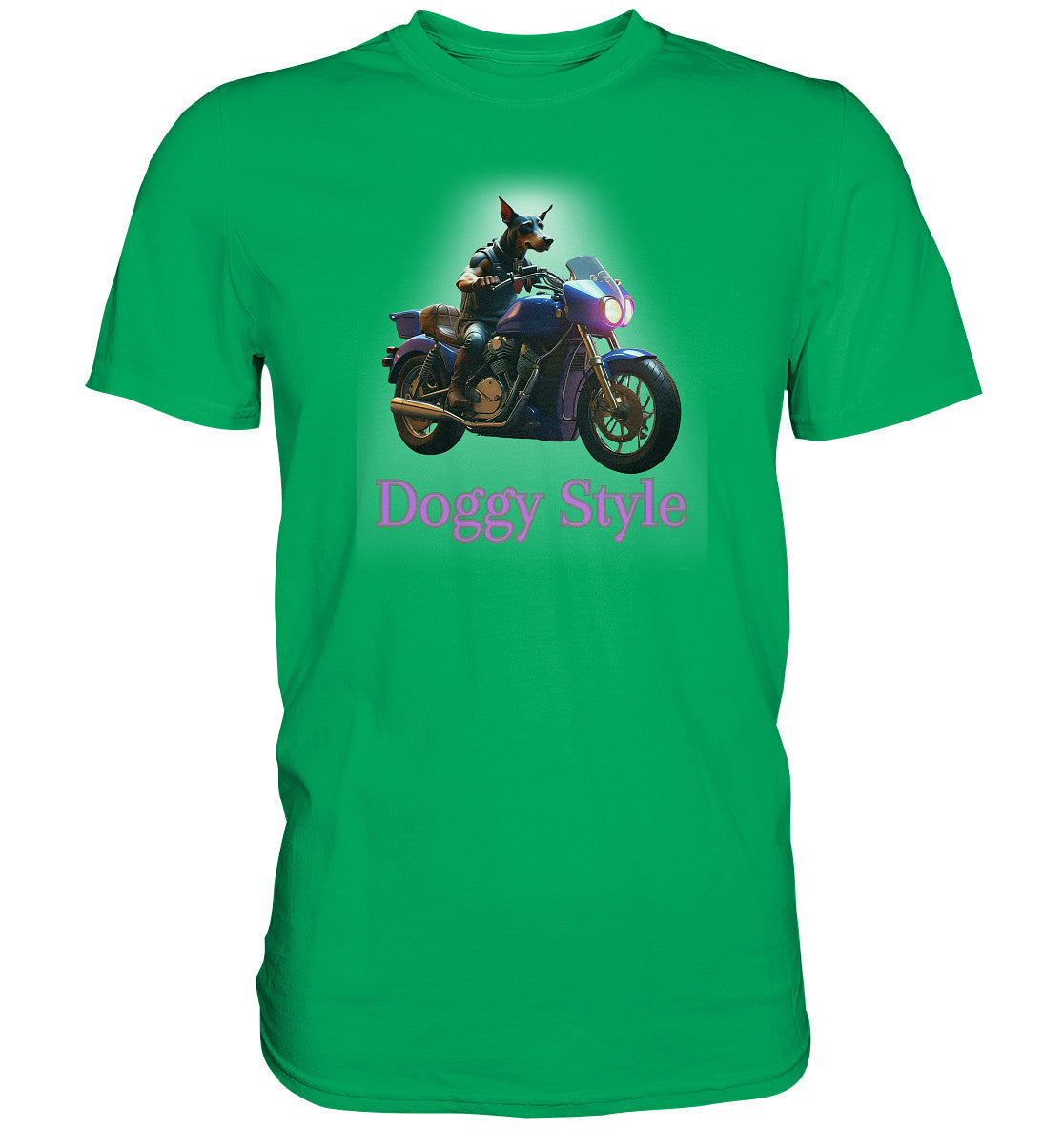 Doggy Style - Lustiges Motiv mit einem motorradfahrendem Hund. - Premium Shirt