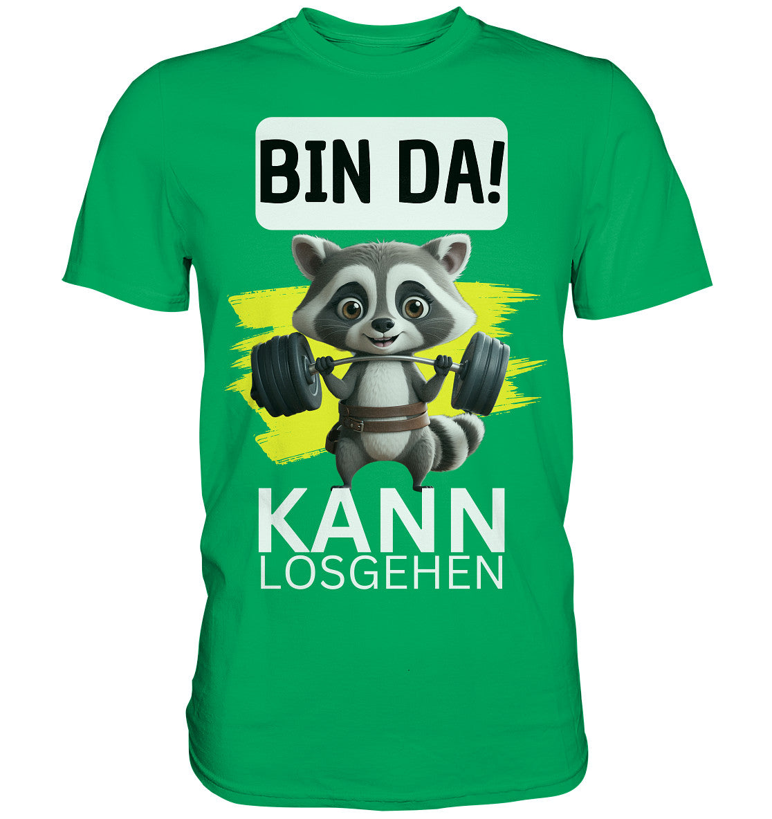 Fitness Waschbär - Bin da kann losgehen. Shirt für Sport, Fitness und Krafttraining - Premium Shirt