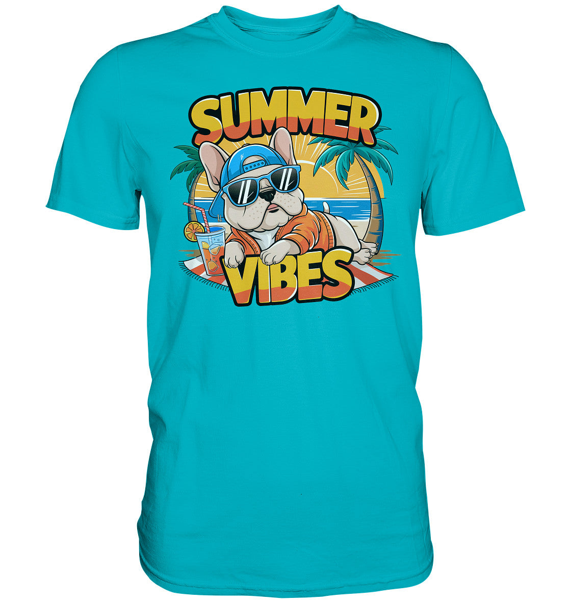 Sommer T-Shirt Summer Vibes mit Hundemotiv / dunkler Hund Edition - Premium Shirt