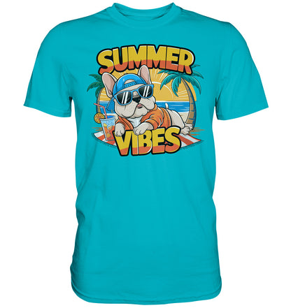 Sommer T-Shirt Summer Vibes mit Hundemotiv / dunkler Hund Edition - Premium Shirt