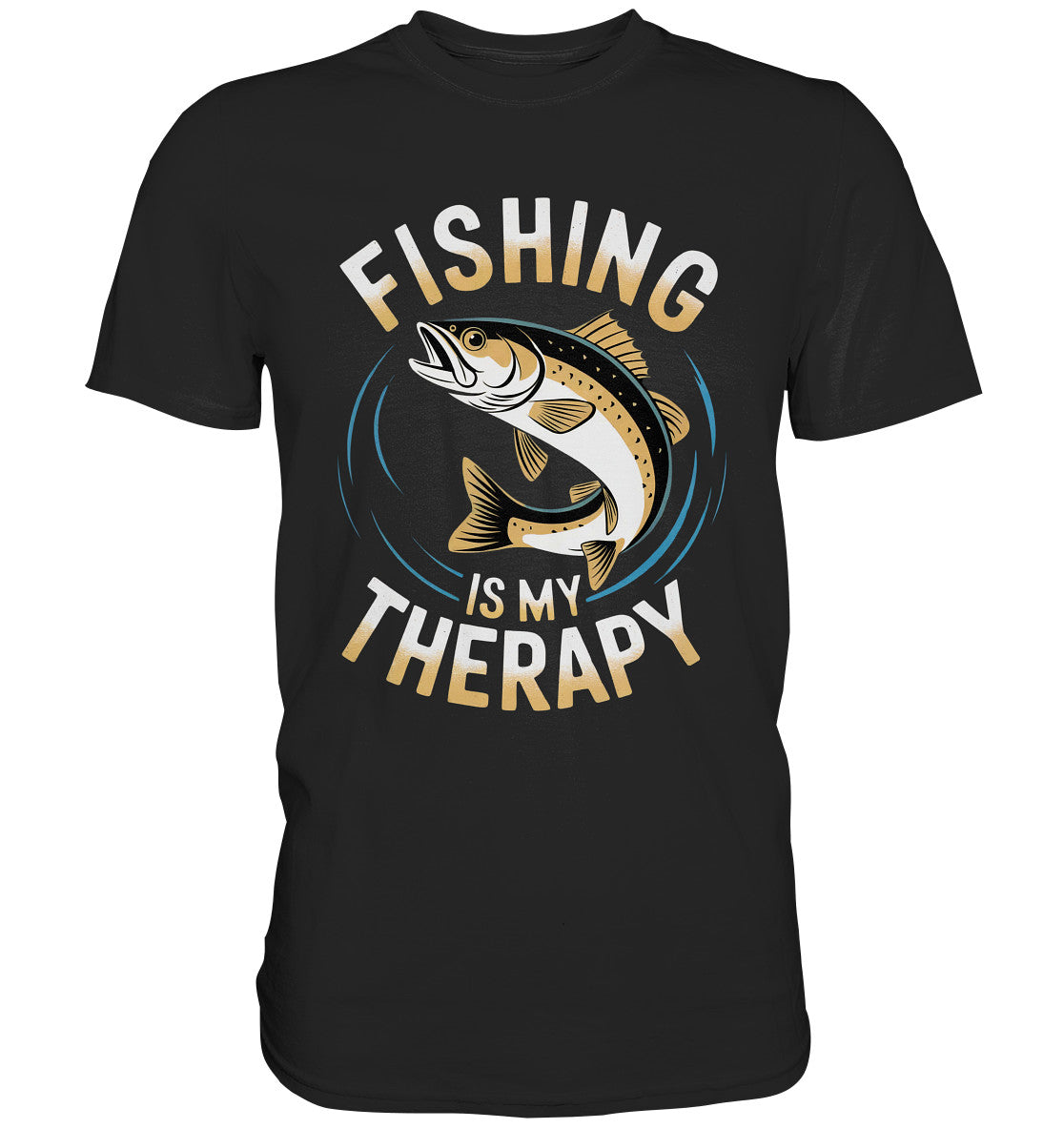 Angler T-Shirt mit Fisch-Motiv – 'Fishing is my Therapy' – Perfekt für passionierte Fischer! - Premium Shirt