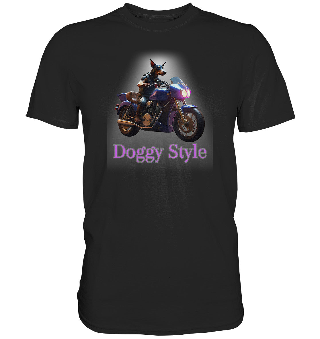 Doggy Style - Lustiges Motiv mit einem motorradfahrendem Hund. - Premium Shirt