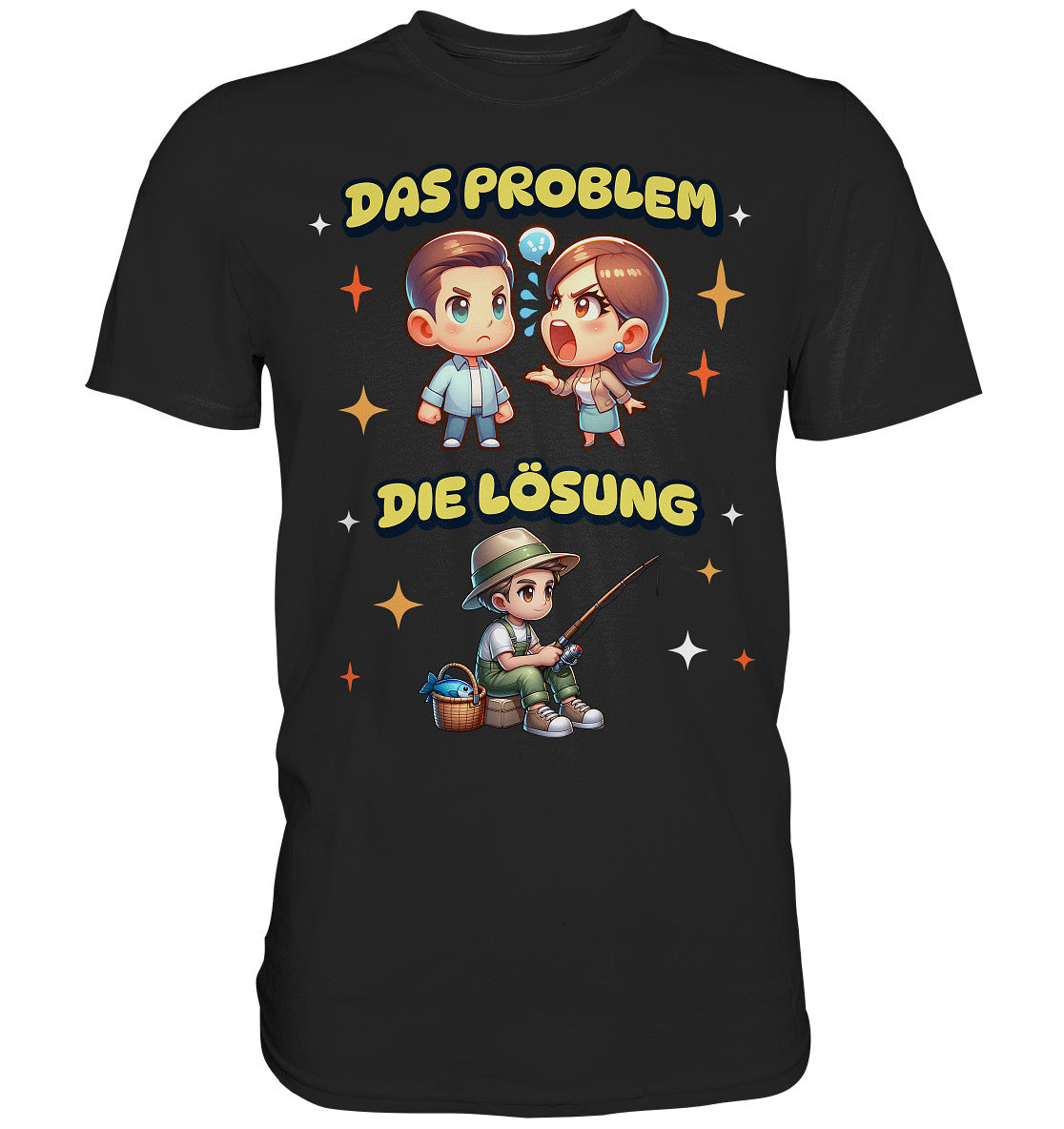 Das Problem, die Lösung - Lustiges Design für Angler - Premium Shirt zum angeln und fischen