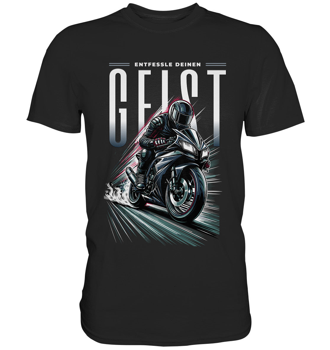 Motorrad-T-Shirt - Entfessle Deinen Geist | Einzigartiges Design für Motorrad-Enthusiasten - Premium Shirt