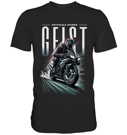 Motorrad-T-Shirt - Entfessle Deinen Geist | Einzigartiges Design für Motorrad-Enthusiasten - Premium Shirt