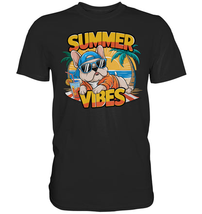 Sommer T-Shirt Summer Vibes mit Hundemotiv / dunkler Hund Edition - Premium Shirt