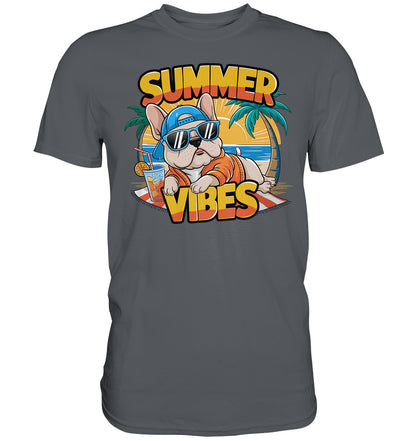 Sommer T-Shirt Summer Vibes mit Hundemotiv / dunkler Hund Edition - Premium Shirt