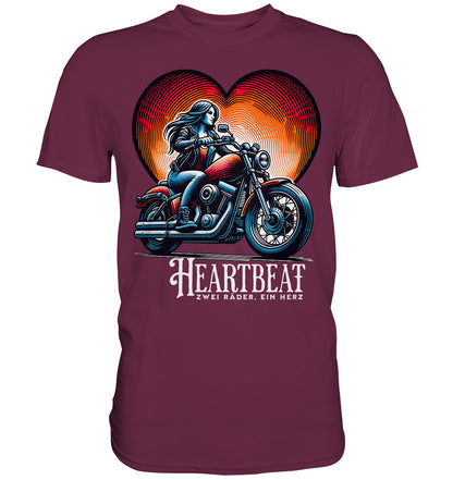 Heartbeat – Zwei Räder, Ein Herz. Cooles Design für Bikerinnen und Frauen auf dem Motorrad - Premium Shirt