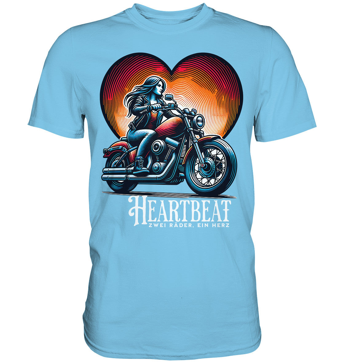 Heartbeat – Zwei Räder, Ein Herz. Cooles Design für Bikerinnen und Frauen auf dem Motorrad - Premium Shirt