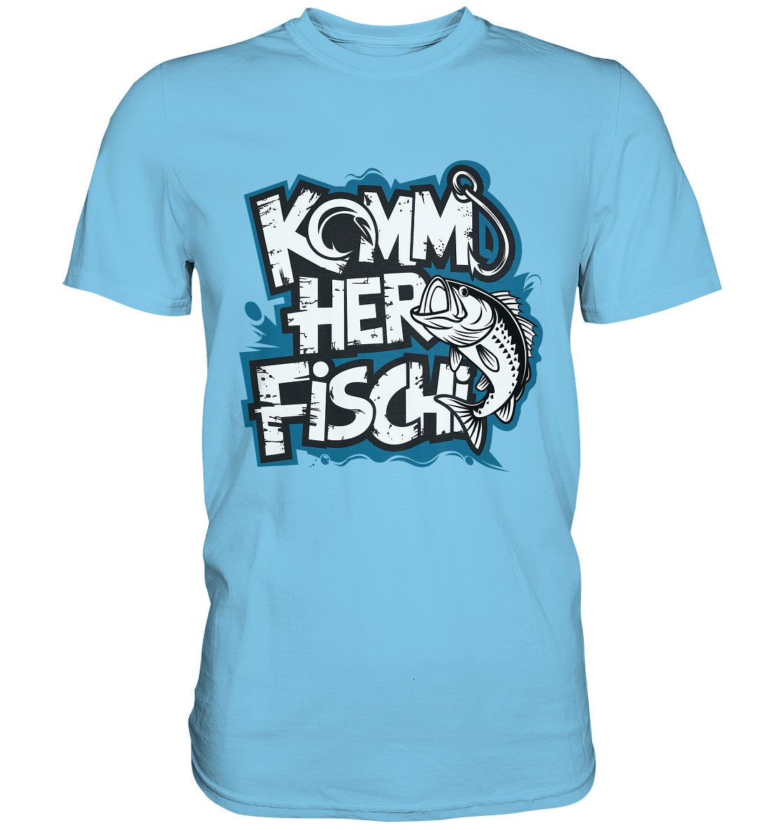 Angler T-Shirt mit Fischmotiv und Spruch 'Komm Her Fischi' – Perfekt als Geschenk für Angler - Premium Shirt