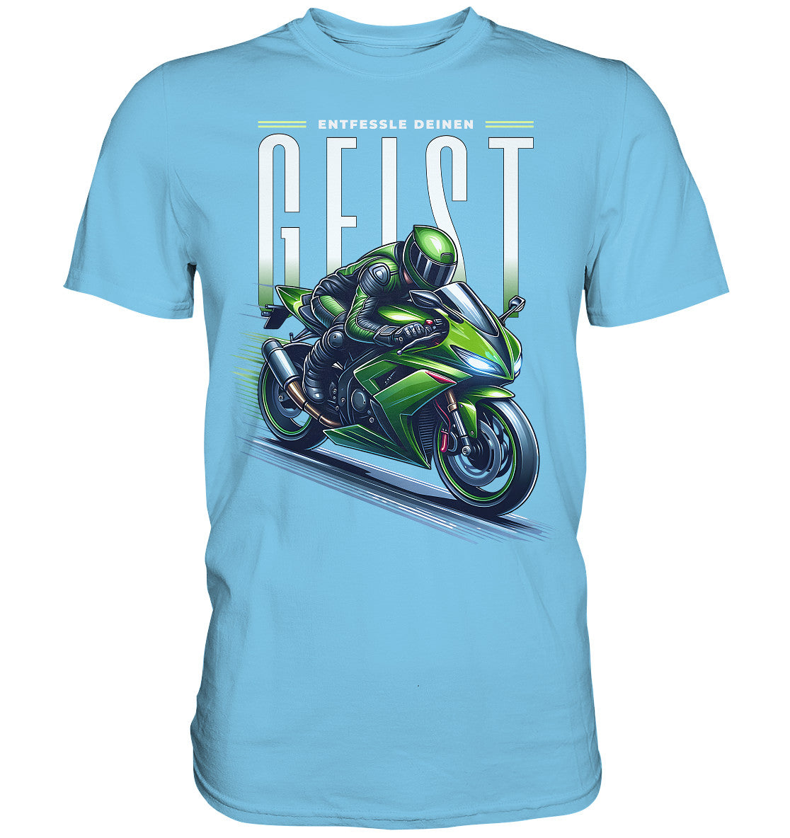 Grünes Motorrad T-Shirt, Entfessle deinen Geist für Motorradfahrer, Biker, Motorrad