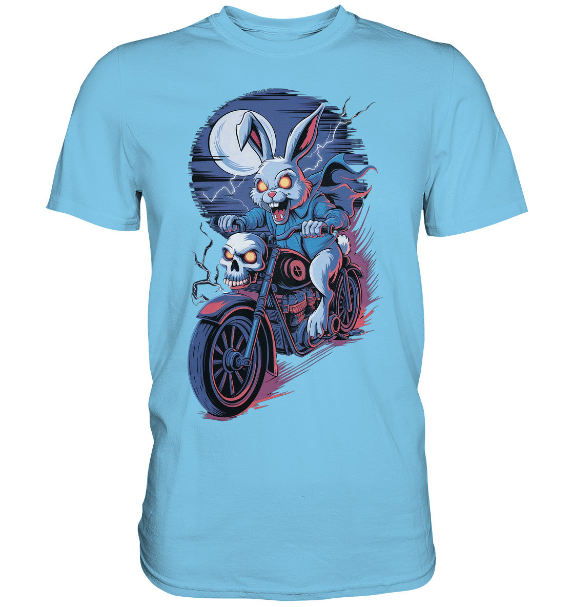 Horror Hase auf Motorrad T-Shirt – Furchteinflößendes Statement für Motorradfahrer - Premium Shirt