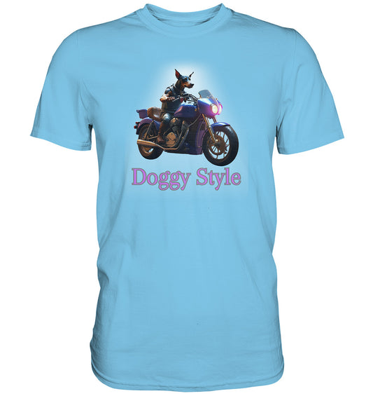 Doggy Style - Lustiges Motiv mit einem motorradfahrendem Hund. - Premium Shirt