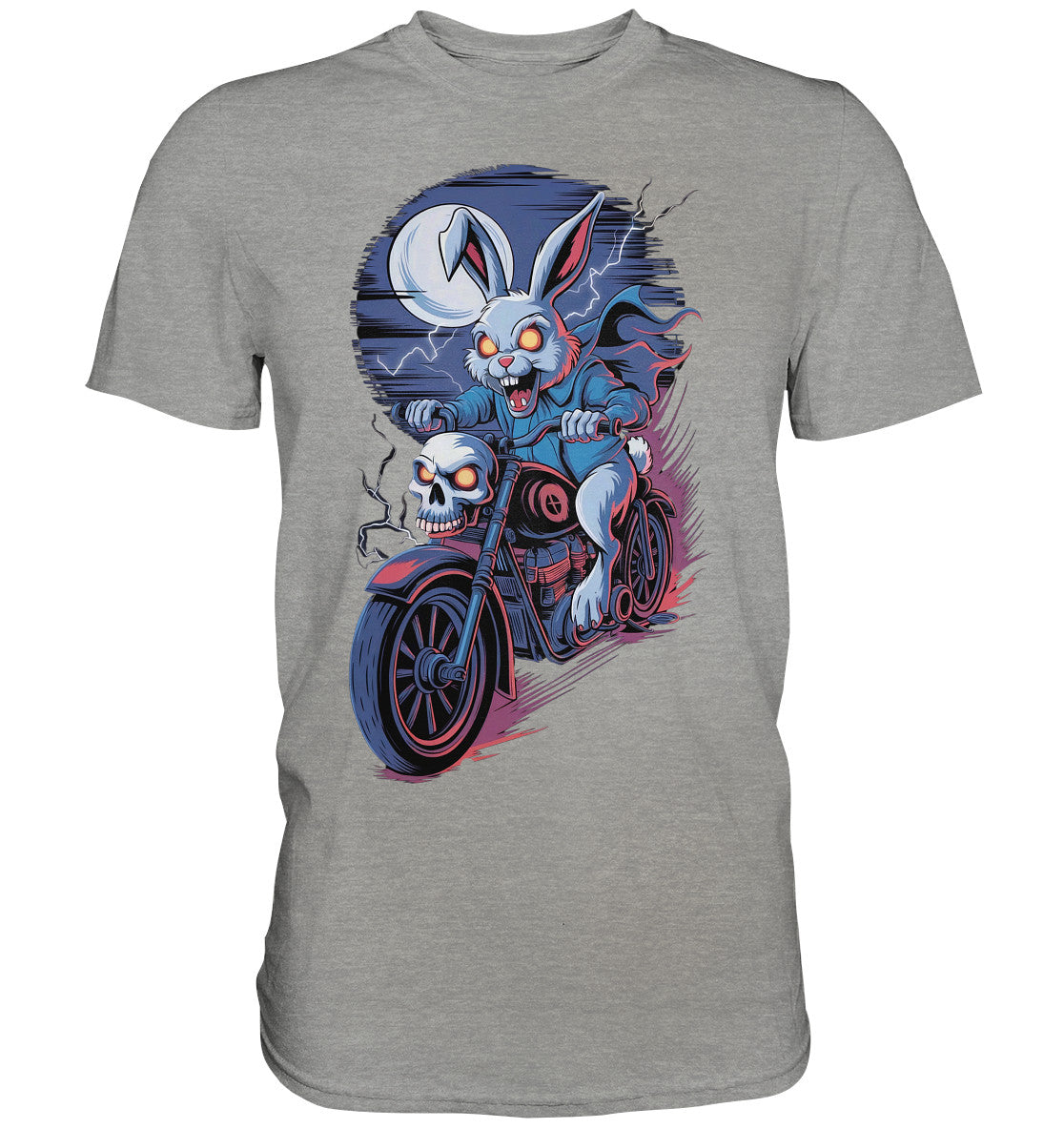 Horror Hase auf Motorrad T-Shirt – Furchteinflößendes Statement für Motorradfahrer - Premium Shirt