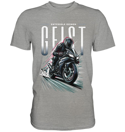 Motorrad-T-Shirt - Entfessle Deinen Geist | Einzigartiges Design für Motorrad-Enthusiasten - Premium Shirt