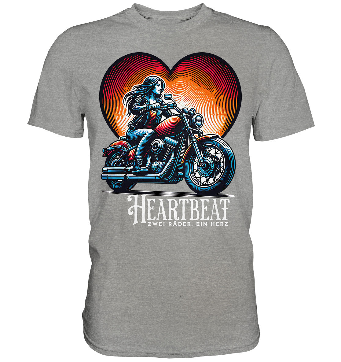 Heartbeat – Zwei Räder, Ein Herz. Cooles Design für Bikerinnen und Frauen auf dem Motorrad - Premium Shirt