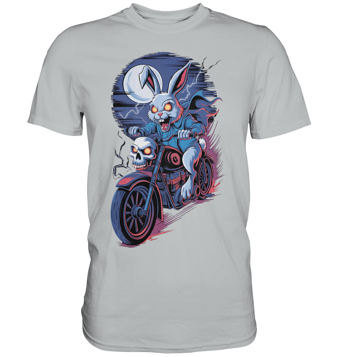 Horror Hase auf Motorrad T-Shirt – Furchteinflößendes Statement für Motorradfahrer - Premium Shirt